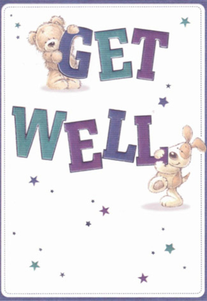 This get well card offers a moment of gentle encouragement, beautifully illustrated with the friendly faces of a bear and a puppy, whose expressive eyes shine with sincerity. Playful stars twinkle around the duo, their cheerful glimmers reminiscent of Carshalton's clear evening skies above the ponds and heritage homes. Bold, confident typography in shades of purple and aqua anchors the design, infusing it with bright optimism-much like a fresh hand-tied bouquet delivered to Ruskin Road or Honeywood Walk. Textured details-the soft, woolly fur of the bear and the velvety ears of the pup-call to mind the tactile calm of holding a comforting bouquet. This scene seems crafted with the devoted care local Carshalton florists bring to every arrangement, each blossom and greenery placed to uplift and comfort. Imagine sending this charming card together with a fragrant bunch of blooms-together, they weave a tapestry of emotional support, extending feelings of hope and warmth throughout the neighbourhood. Light and inviting, the card's airy artwork is the perfect companion to any heartfelt get well wish in Carshalton.